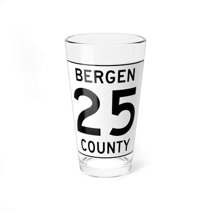 Bergen County 25 (New Jersey) (Road Sign) Pint Glass 16oz 16oz - Go Mug Yourself