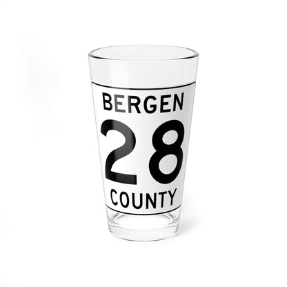 Bergen County 28 (New Jersey) (Road Sign) Pint Glass 16oz 16oz - Go Mug Yourself