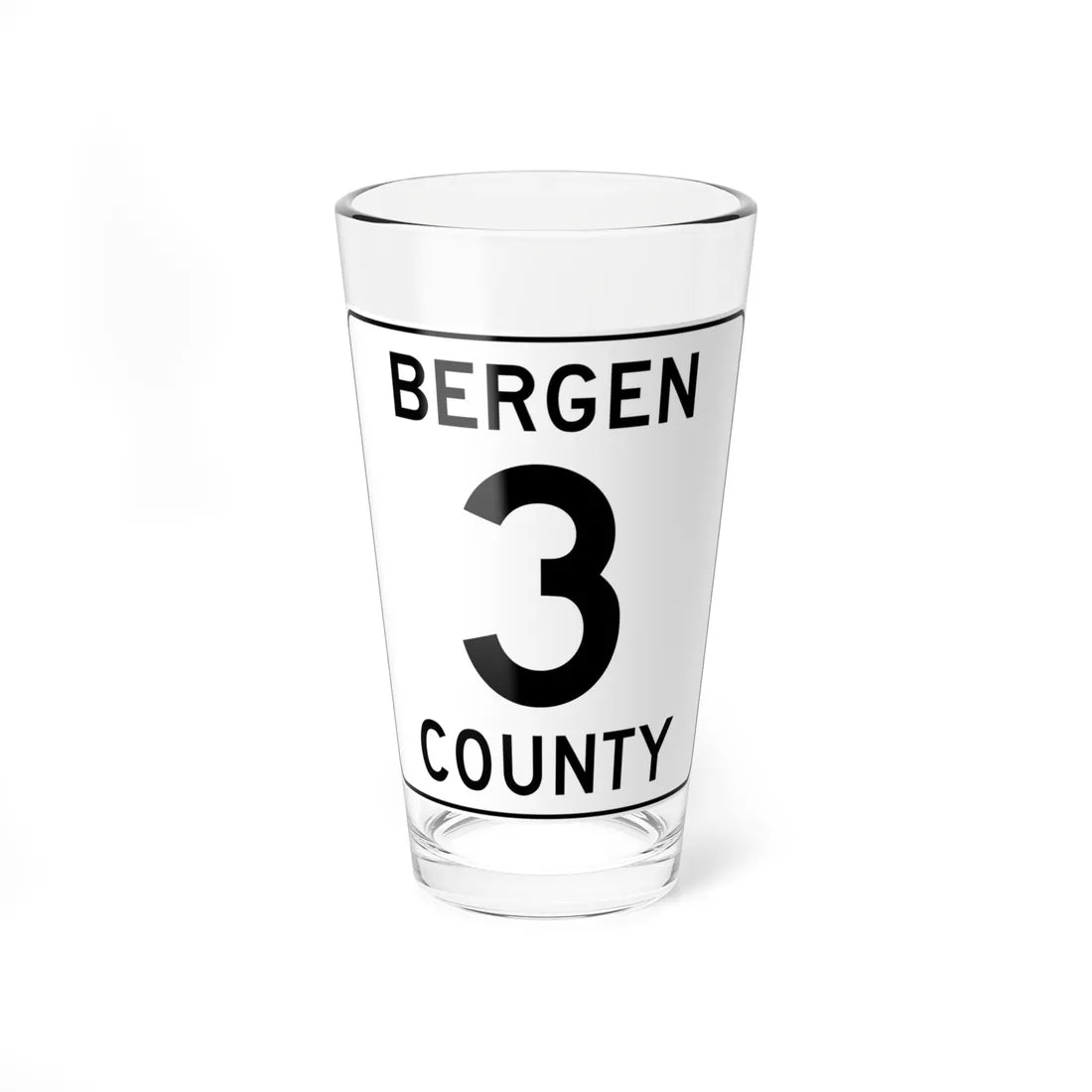 Bergen County 3 (New Jersey) (Road Sign) Pint Glass 16oz 16oz - Go Mug Yourself