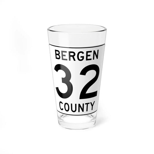 Bergen County 32 (New Jersey) (Road Sign) Pint Glass 16oz 16oz - Go Mug Yourself