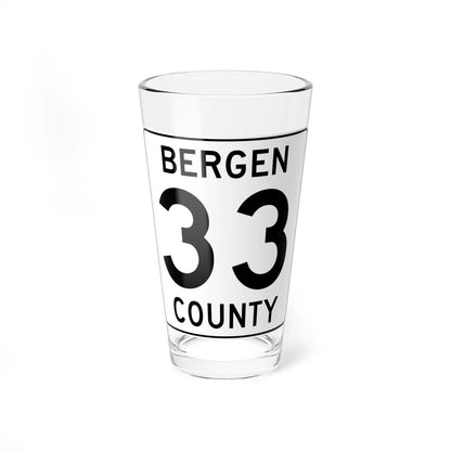 Bergen County 33 (New Jersey) (Road Sign) Pint Glass 16oz 16oz - Go Mug Yourself