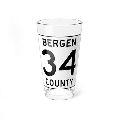 Bergen County 34 (New Jersey) (Road Sign) Pint Glass 16oz 16oz - Go Mug Yourself