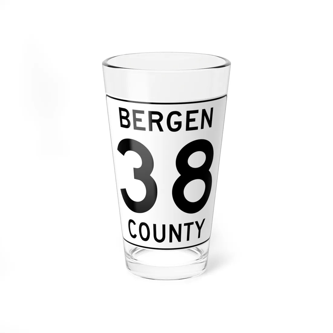 Bergen County 38 (New Jersey) (Road Sign) Pint Glass 16oz 16oz - Go Mug Yourself