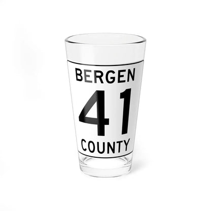 Bergen County 41 (New Jersey) (Road Sign) Pint Glass 16oz 16oz - Go Mug Yourself