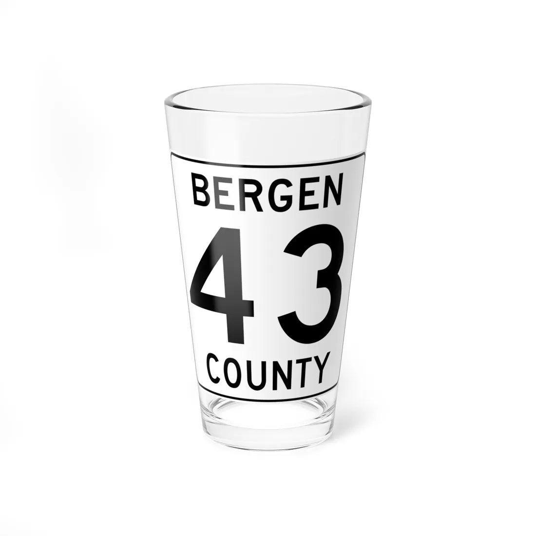Bergen County 43 (New Jersey) (Road Sign) Pint Glass 16oz 16oz - Go Mug Yourself
