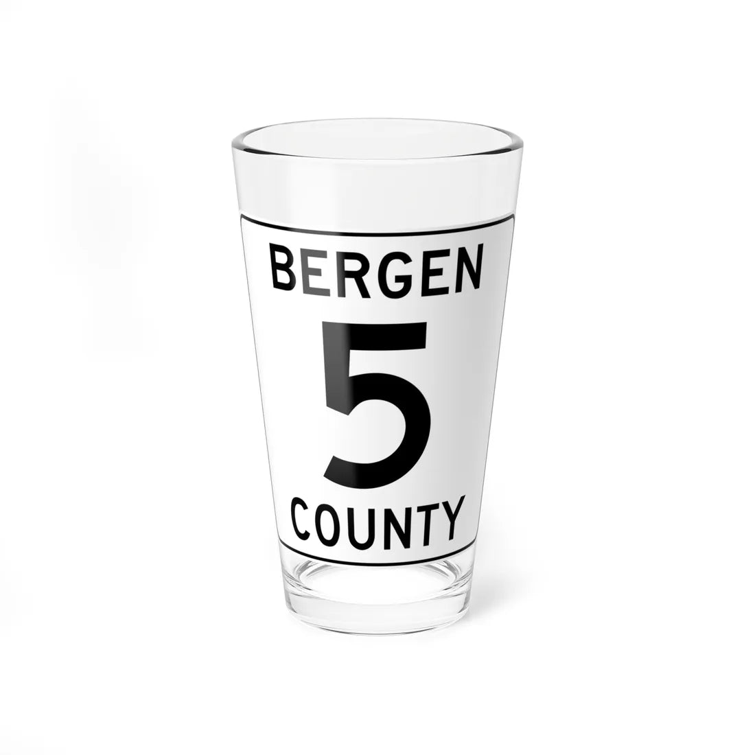 Bergen County 5 (New Jersey) (Road Sign) Pint Glass 16oz 16oz - Go Mug Yourself