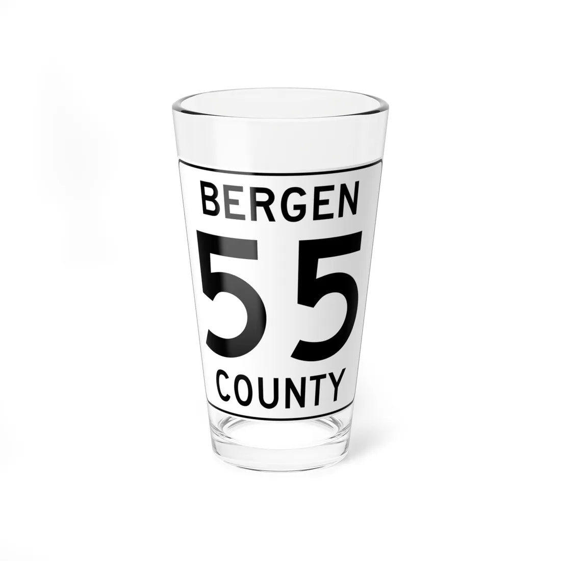 Bergen County 55 (New Jersey) (Road Sign) Pint Glass 16oz 16oz - Go Mug Yourself