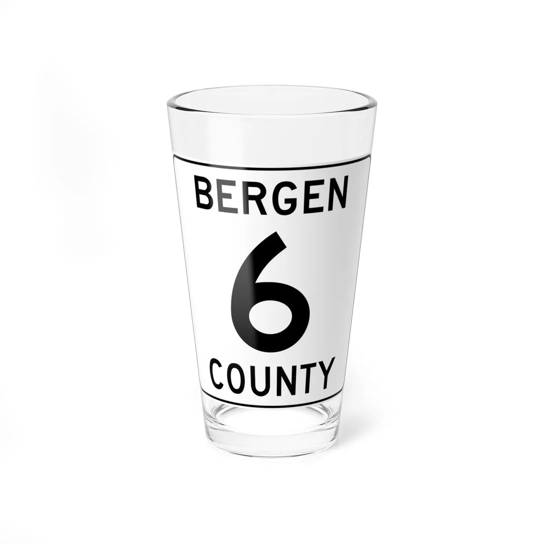 Bergen County 6 (New Jersey) (Road Sign) Pint Glass 16oz 16oz - Go Mug Yourself