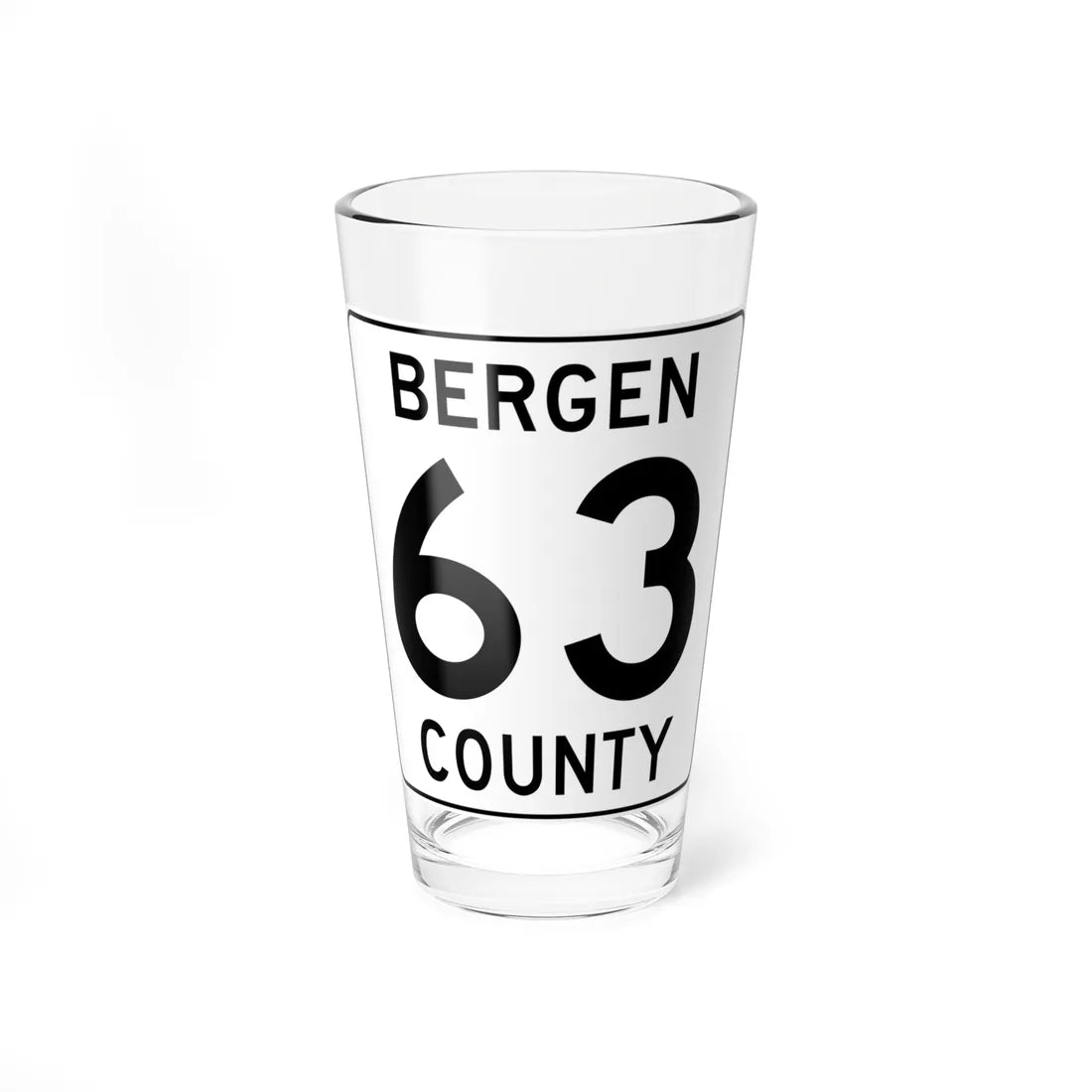 Bergen County 63 (New Jersey) (Road Sign) Pint Glass 16oz 16oz - Go Mug Yourself