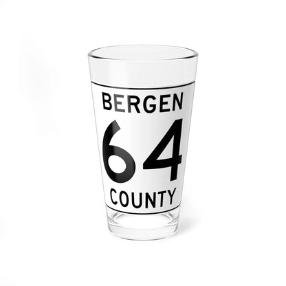 Bergen County 64 (New Jersey) (Road Sign) Pint Glass 16oz 16oz - Go Mug Yourself