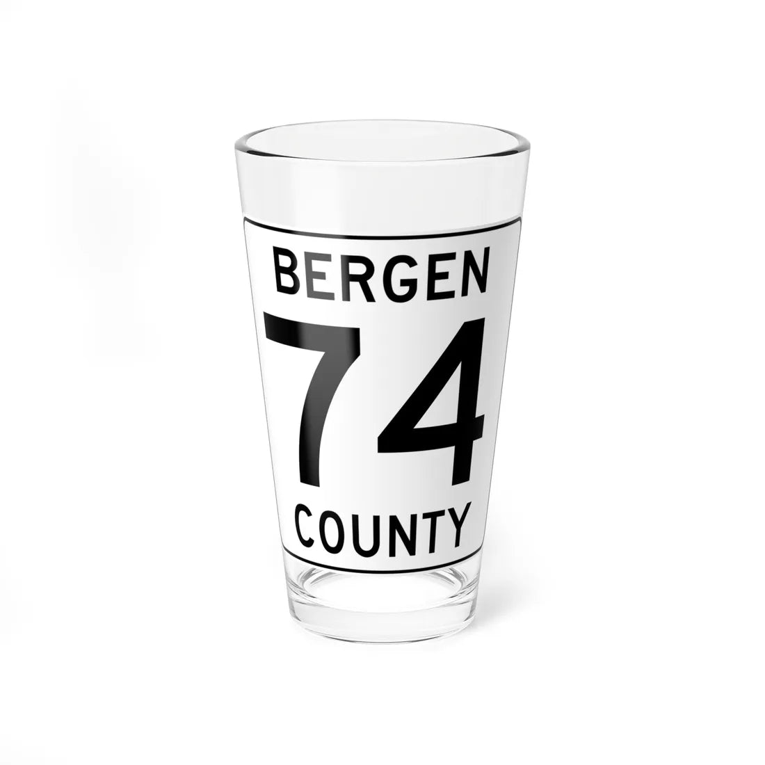 Bergen County 74 (New Jersey) (Road Sign) Pint Glass 16oz 16oz - Go Mug Yourself