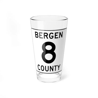 Bergen County 8 (New Jersey) (Road Sign) Pint Glass 16oz 16oz - Go Mug Yourself