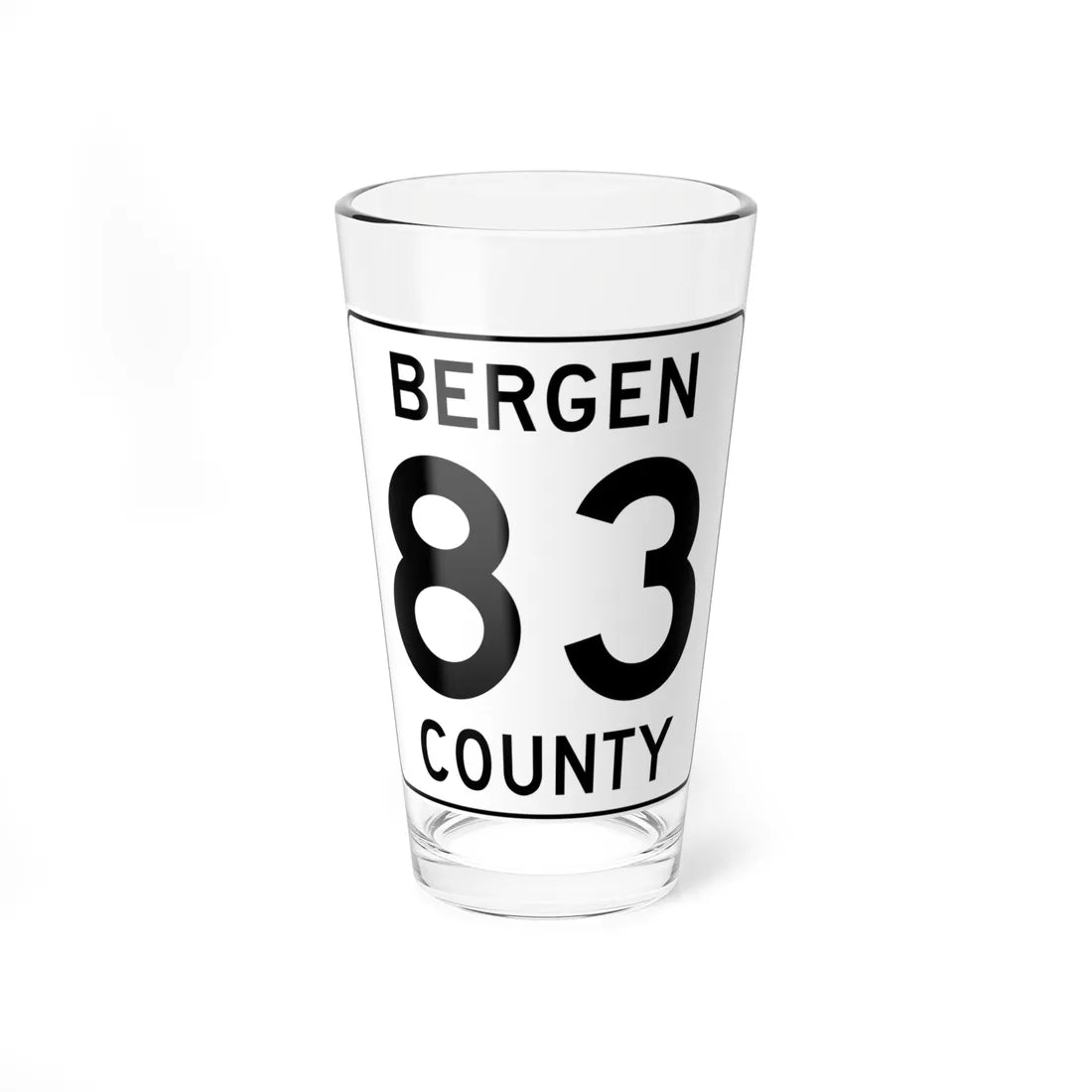 Bergen County 83 (New Jersey) (Road Sign) Pint Glass 16oz 16oz - Go Mug Yourself