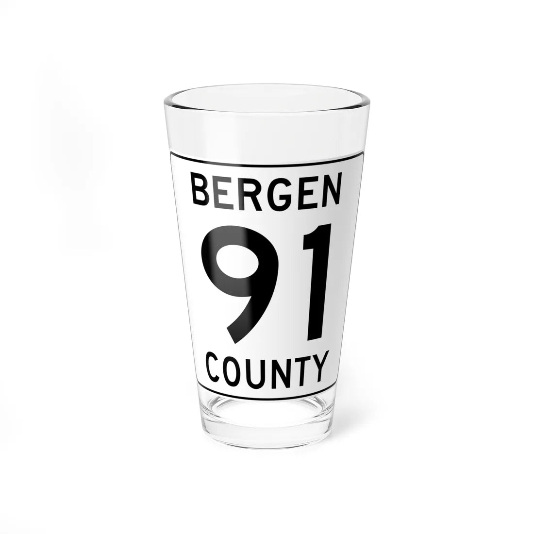 Bergen County 91 (New Jersey) (Road Sign) Pint Glass 16oz 16oz - Go Mug Yourself