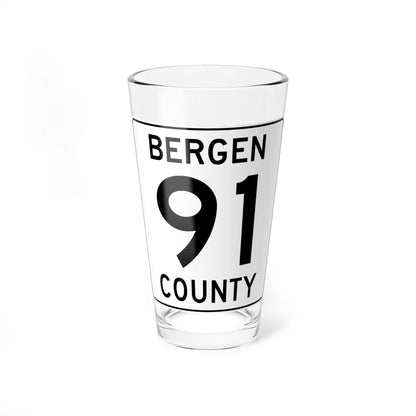 Bergen County 91 (New Jersey) (Road Sign) Pint Glass 16oz 16oz - Go Mug Yourself