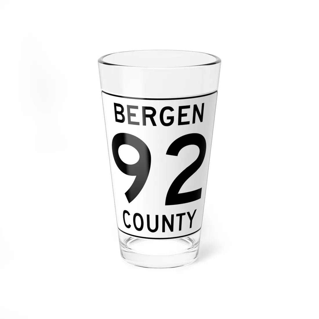 Bergen County 92 (New Jersey) (Road Sign) Pint Glass 16oz 16oz - Go Mug Yourself