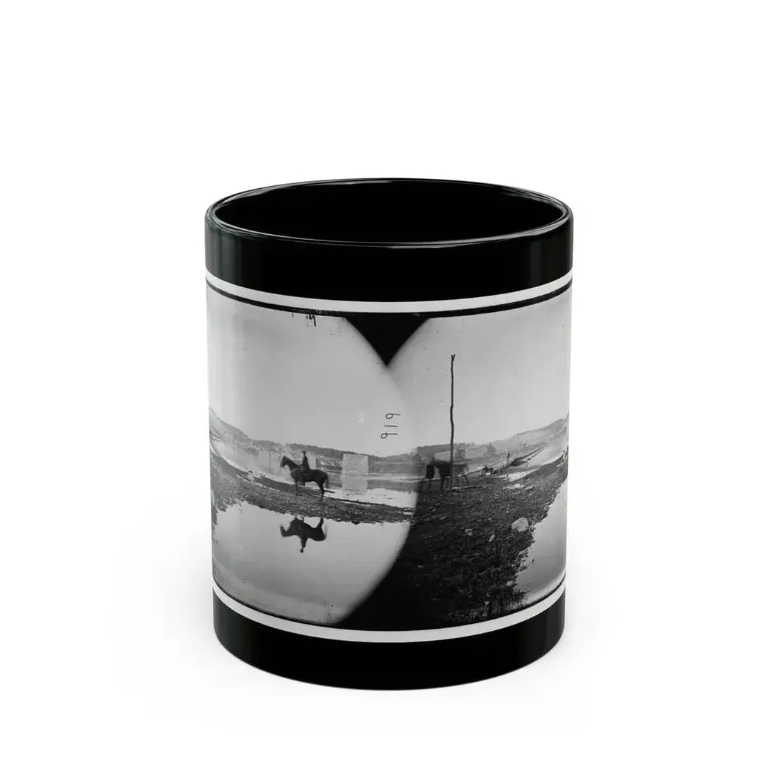 Berlin (Now Brunswick), Md. Pontoon Bridge And Ruins Of The Stone Bridge Across The Potomac (Destroyed In 1861) (U.S. Civil War) Black Coffee Mug 11oz - Go Mug Yourself