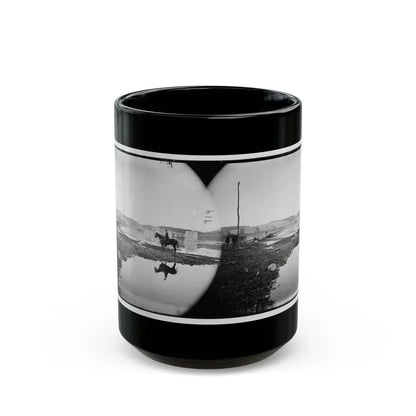 Berlin (Now Brunswick), Md. Pontoon Bridge And Ruins Of The Stone Bridge Across The Potomac (Destroyed In 1861) (U.S. Civil War) Black Coffee Mug 15oz - Go Mug Yourself