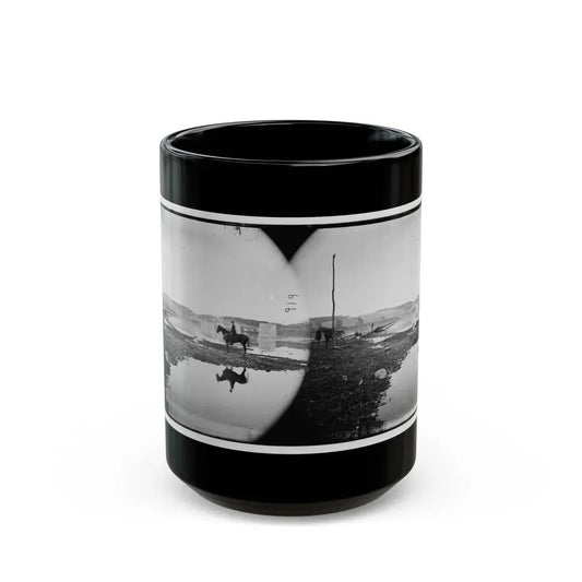 Berlin (Now Brunswick), Md. Pontoon Bridge And Ruins Of The Stone Bridge Across The Potomac (Destroyed In 1861) (U.S. Civil War) Black Coffee Mug 15oz - Go Mug Yourself