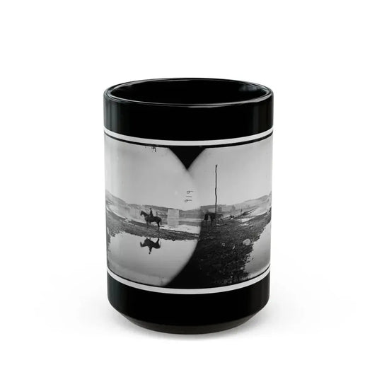 Berlin (Now Brunswick), Md. Pontoon Bridge And Ruins Of The Stone Bridge Across The Potomac (Destroyed In 1861) (U.S. Civil War) Black Coffee Mug 15oz - Go Mug Yourself