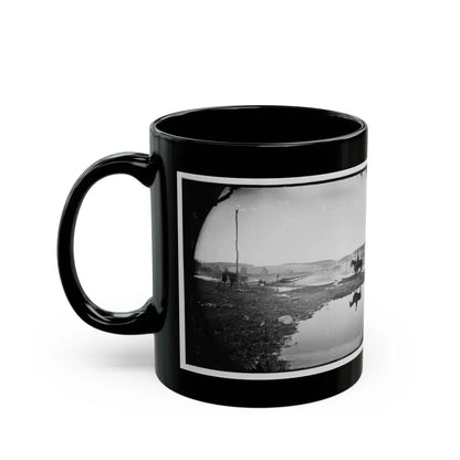 Berlin (Now Brunswick), Md. Pontoon Bridge And Ruins Of The Stone Bridge Across The Potomac (Destroyed In 1861) (U.S. Civil War) Black Coffee Mug - Go Mug Yourself