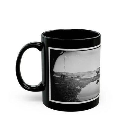Berlin (Now Brunswick), Md. Pontoon Bridge And Ruins Of The Stone Bridge Across The Potomac (Destroyed In 1861) (U.S. Civil War) Black Coffee Mug - Go Mug Yourself