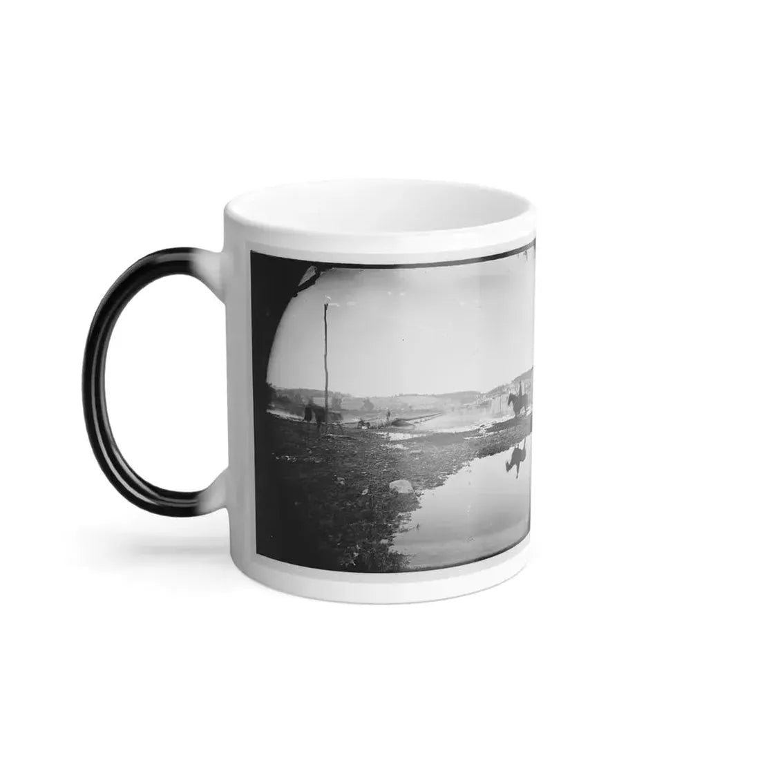 Berlin (Now Brunswick), Md. Pontoon Bridge and Ruins of the Stone Bridge Across the Potomac (Destroyed in 1861) (U.S. Civil War) Color Changing Coffee Mug 11oz - Go Mug Yourself