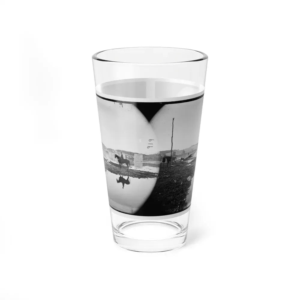 Berlin (Now Brunswick), Md. Pontoon Bridge And Ruins Of The Stone Bridge Across The Potomac (Destroyed In 1861) (U.S. Civil War) Pint Glass 16oz 16oz - Go Mug Yourself