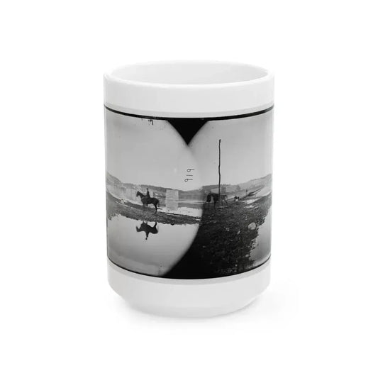 Berlin (Now Brunswick), Md. Pontoon Bridge And Ruins Of The Stone Bridge Across The Potomac (Destroyed In 1861) (U.S. Civil War) White Coffee Mug 15oz - Go Mug Yourself