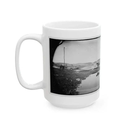Berlin (Now Brunswick), Md. Pontoon Bridge And Ruins Of The Stone Bridge Across The Potomac (Destroyed In 1861) (U.S. Civil War) White Coffee Mug - Go Mug Yourself