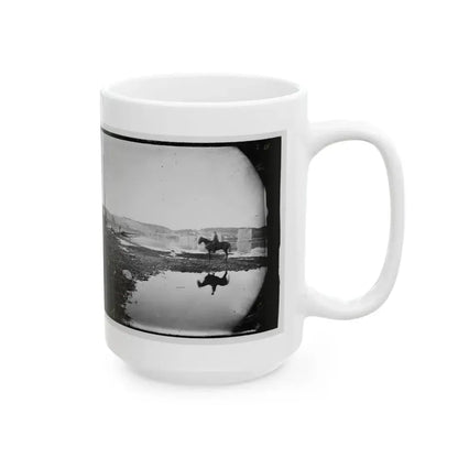 Berlin (Now Brunswick), Md. Pontoon Bridge And Ruins Of The Stone Bridge Across The Potomac (Destroyed In 1861) (U.S. Civil War) White Coffee Mug - Go Mug Yourself