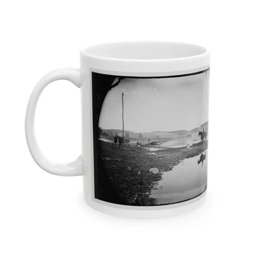 Berlin (Now Brunswick), Md. Pontoon Bridge And Ruins Of The Stone Bridge Across The Potomac (Destroyed In 1861) (U.S. Civil War) White Coffee Mug - Go Mug Yourself