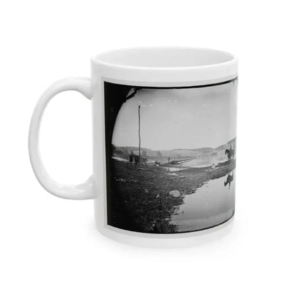 Berlin (Now Brunswick), Md. Pontoon Bridge And Ruins Of The Stone Bridge Across The Potomac (Destroyed In 1861) (U.S. Civil War) White Coffee Mug - Go Mug Yourself