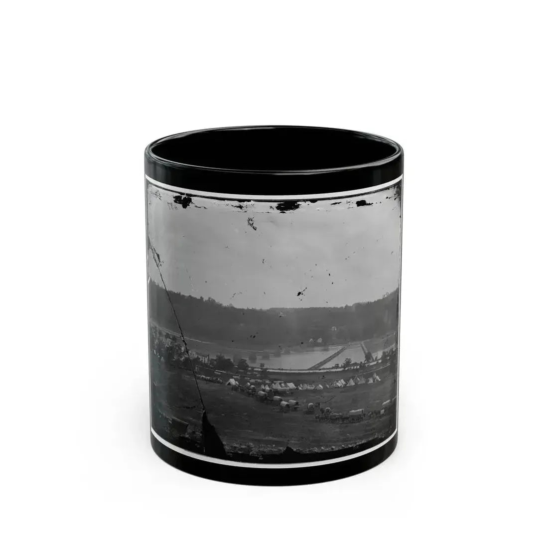 Berlin (Now Brunswick), Md. Pontoon Bridge And Ruins Of The Stone Bridge (U.S. Civil War) Black Coffee Mug 11oz - Go Mug Yourself