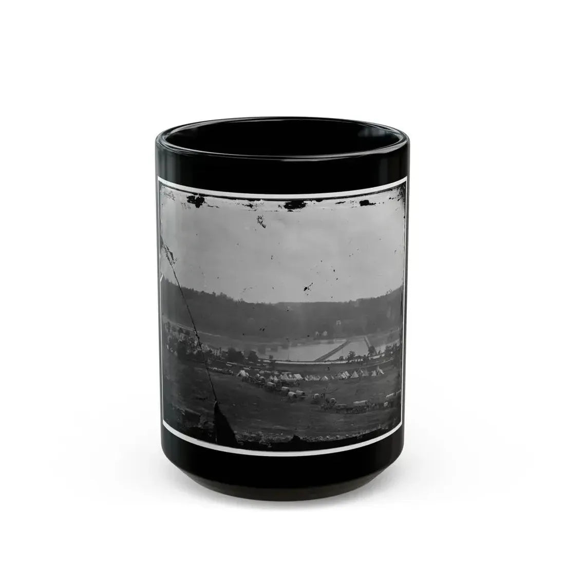 Berlin (Now Brunswick), Md. Pontoon Bridge And Ruins Of The Stone Bridge (U.S. Civil War) Black Coffee Mug 15oz - Go Mug Yourself