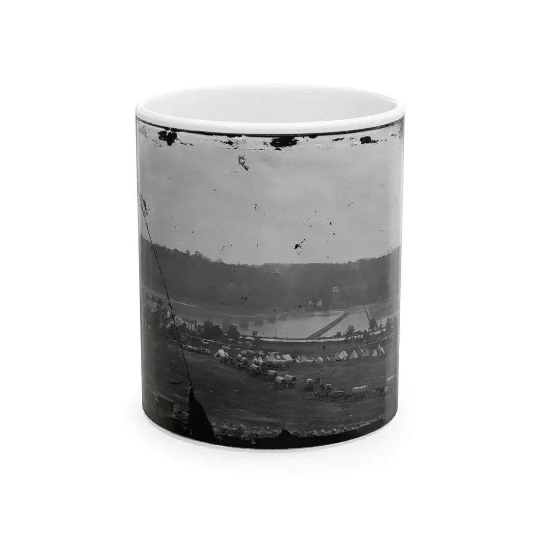 Berlin (Now Brunswick), Md. Pontoon Bridge And Ruins Of The Stone Bridge (U.S. Civil War) White Coffee Mug 11oz - Go Mug Yourself