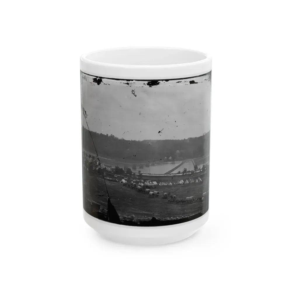 Berlin (Now Brunswick), Md. Pontoon Bridge And Ruins Of The Stone Bridge (U.S. Civil War) White Coffee Mug 15oz - Go Mug Yourself