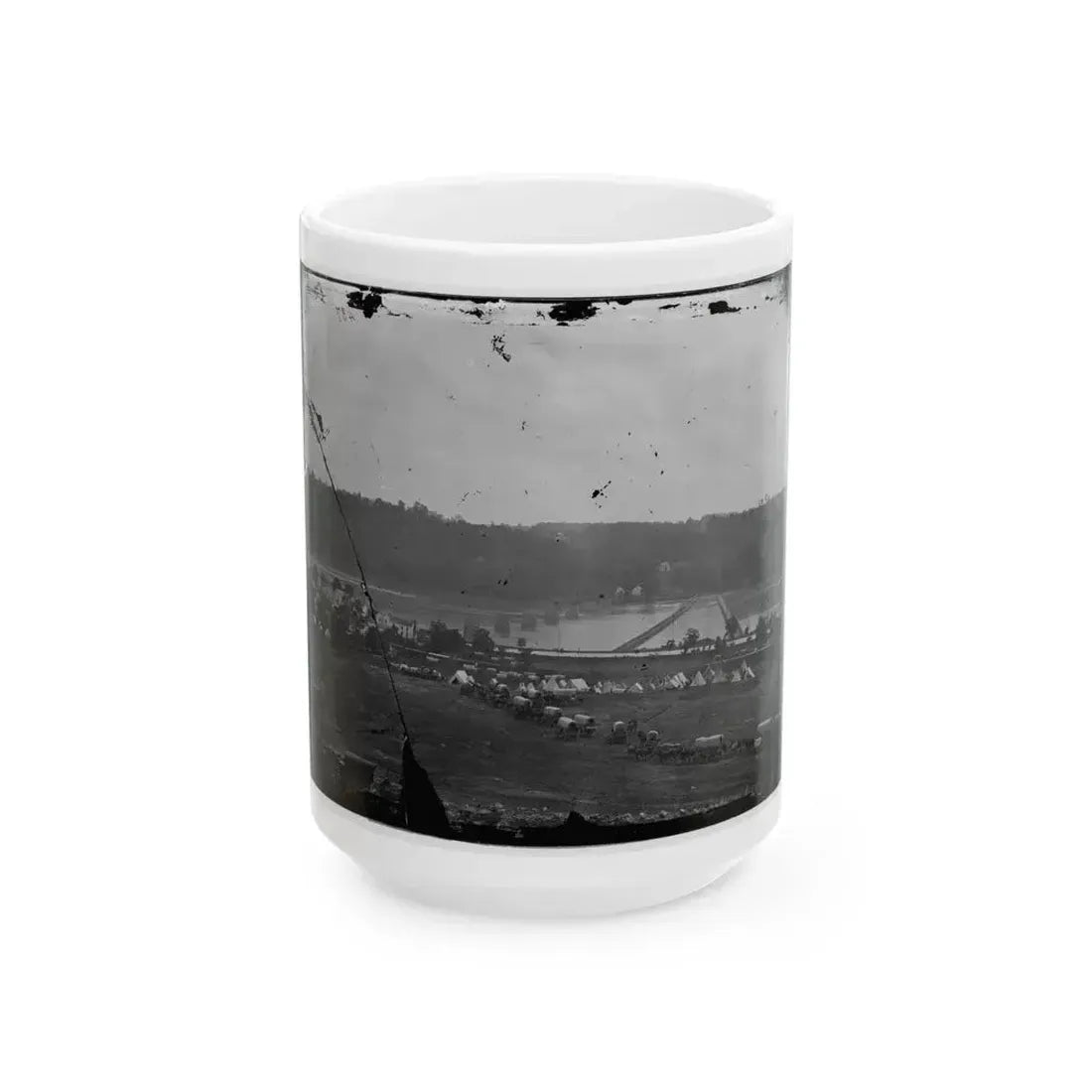 Berlin (Now Brunswick), Md. Pontoon Bridge And Ruins Of The Stone Bridge (U.S. Civil War) White Coffee Mug 15oz - Go Mug Yourself