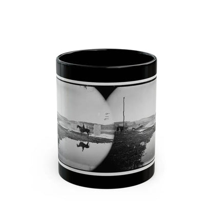 Berlin (Now Brunswick), Md. Pontoon Bridge And Ruins Of The Stone Bridge Across The Potomac (Destroyed In 1861) (U.S. Civil War) Black Coffee Mug-11oz-Go Mug Yourself