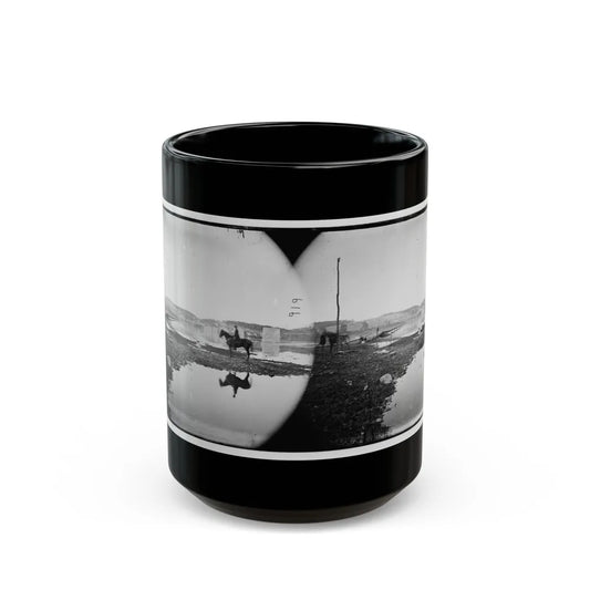 Berlin (Now Brunswick), Md. Pontoon Bridge And Ruins Of The Stone Bridge Across The Potomac (Destroyed In 1861) (U.S. Civil War) Black Coffee Mug-15oz-Go Mug Yourself