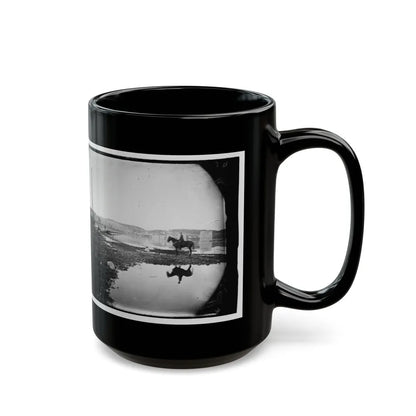 Berlin (Now Brunswick), Md. Pontoon Bridge And Ruins Of The Stone Bridge Across The Potomac (Destroyed In 1861) (U.S. Civil War) Black Coffee Mug-Go Mug Yourself