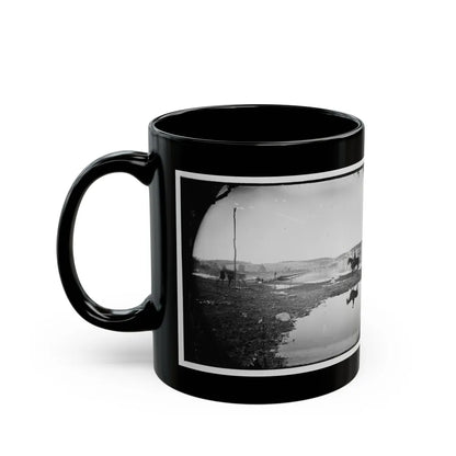 Berlin (Now Brunswick), Md. Pontoon Bridge And Ruins Of The Stone Bridge Across The Potomac (Destroyed In 1861) (U.S. Civil War) Black Coffee Mug-Go Mug Yourself