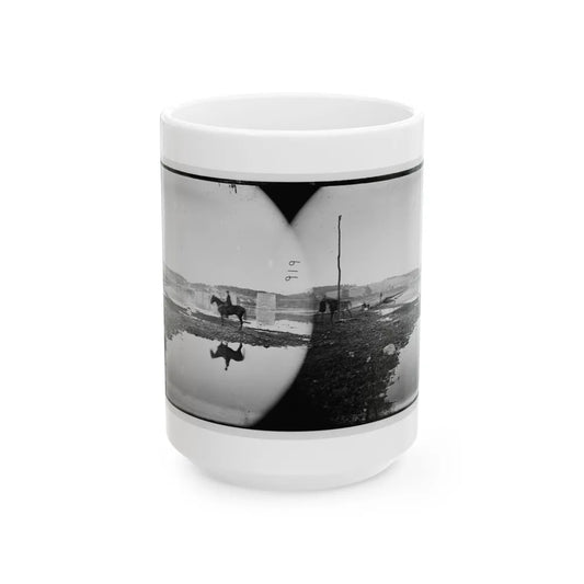 Berlin (Now Brunswick), Md. Pontoon Bridge And Ruins Of The Stone Bridge Across The Potomac (Destroyed In 1861) (U.S. Civil War) White Coffee Mug-15oz-Go Mug Yourself