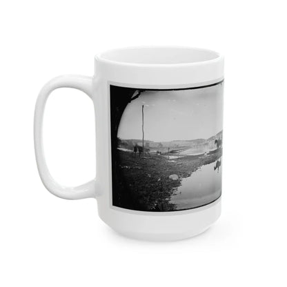 Berlin (Now Brunswick), Md. Pontoon Bridge And Ruins Of The Stone Bridge Across The Potomac (Destroyed In 1861) (U.S. Civil War) White Coffee Mug-Go Mug Yourself