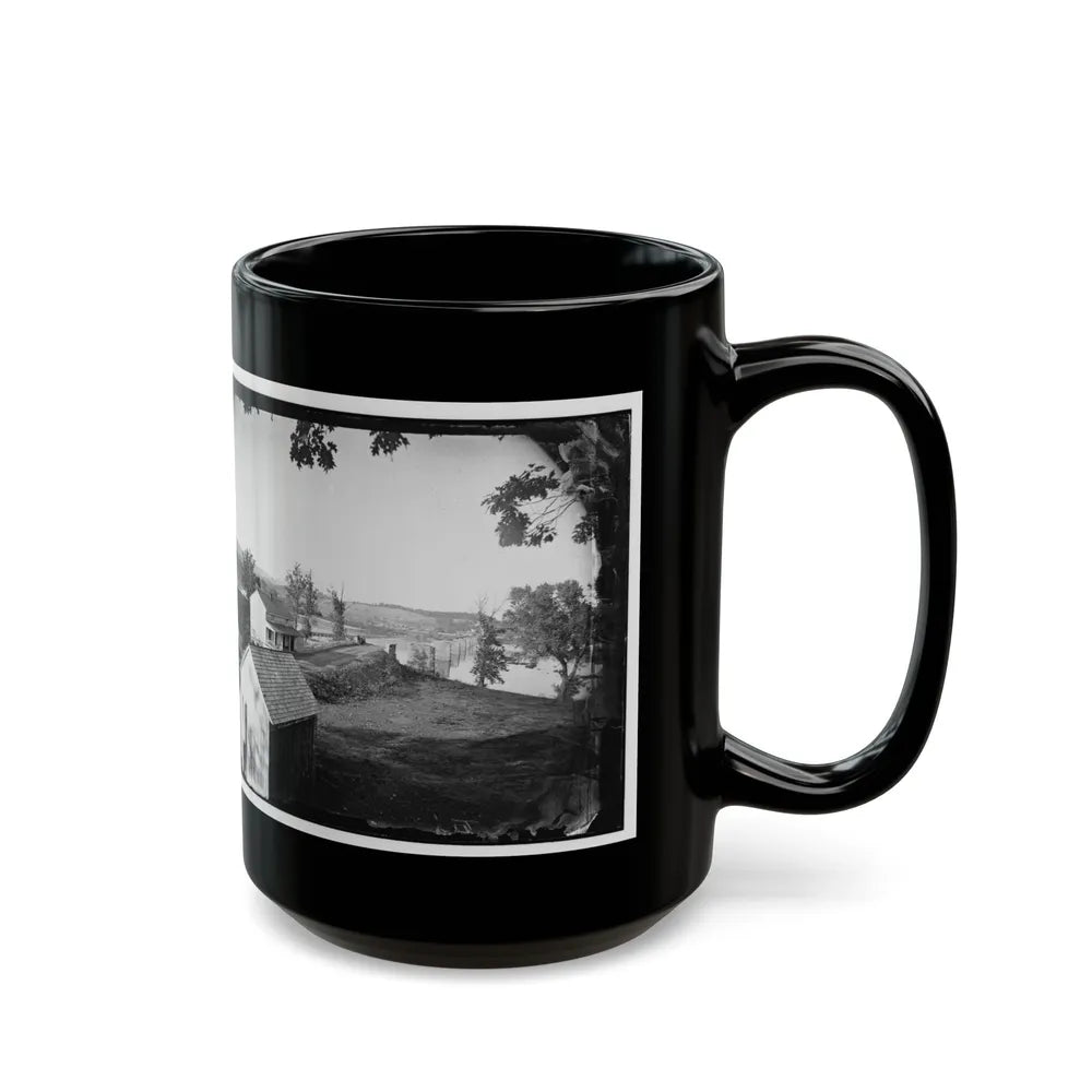 Berlin (Now Brunswick), Md. Pontoon Bridge And Ruins Of The Stone Bridge; Another View (U.S. Civil War) Black Coffee Mug-Go Mug Yourself