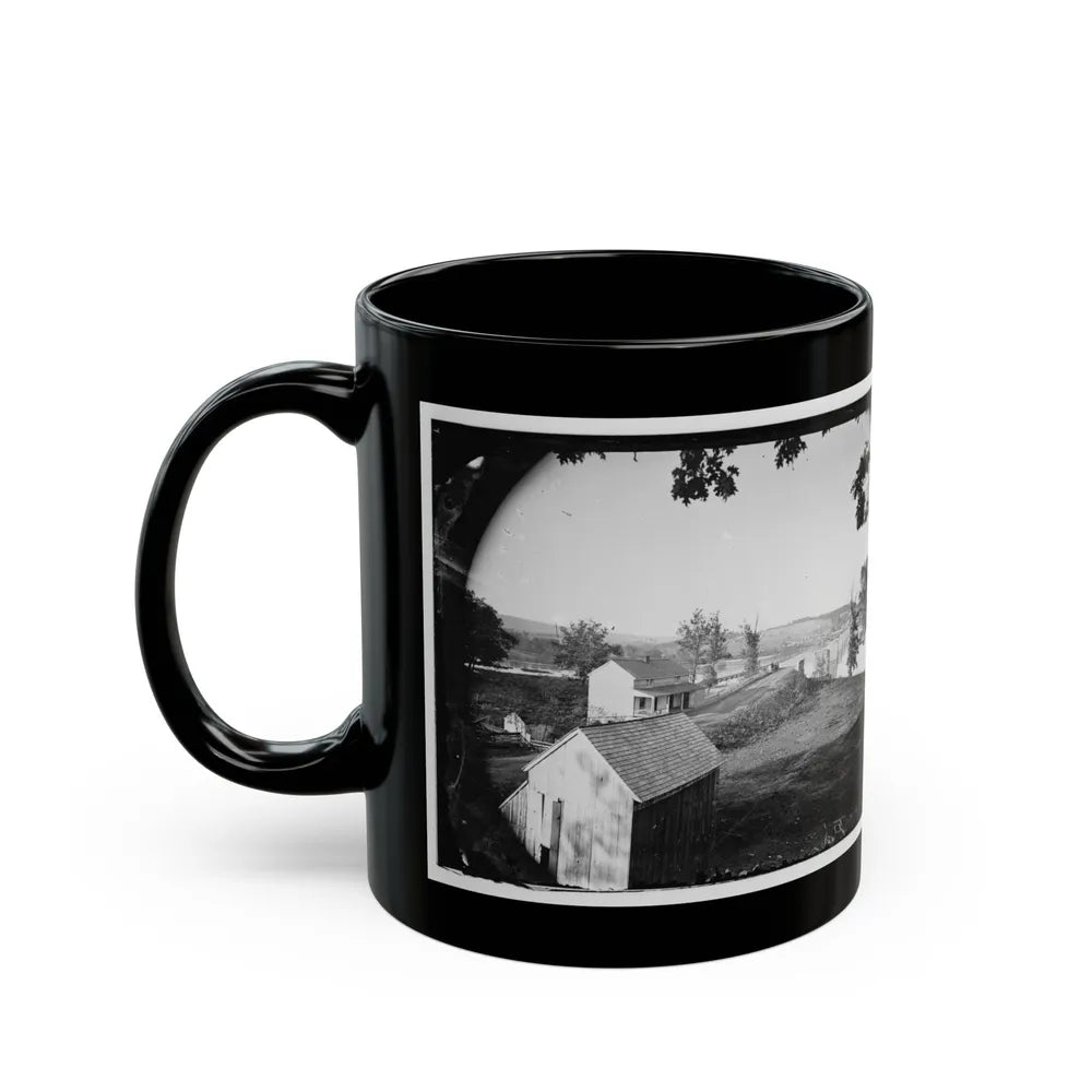 Berlin (Now Brunswick), Md. Pontoon Bridge And Ruins Of The Stone Bridge; Another View (U.S. Civil War) Black Coffee Mug-Go Mug Yourself