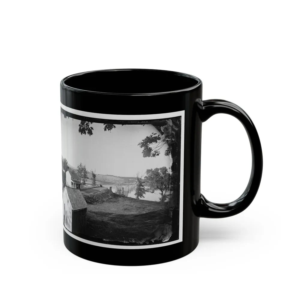 Berlin (Now Brunswick), Md. Pontoon Bridge And Ruins Of The Stone Bridge; Another View (U.S. Civil War) Black Coffee Mug-Go Mug Yourself