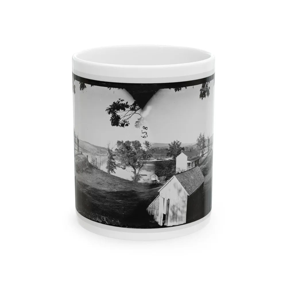 Berlin (Now Brunswick), Md. Pontoon Bridge And Ruins Of The Stone Bridge; Another View (U.S. Civil War) White Coffee Mug-11oz-Go Mug Yourself