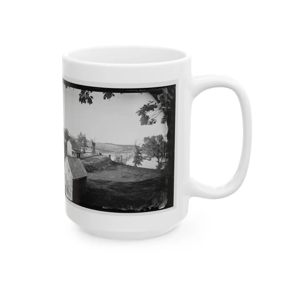 Berlin (Now Brunswick), Md. Pontoon Bridge And Ruins Of The Stone Bridge; Another View (U.S. Civil War) White Coffee Mug-Go Mug Yourself