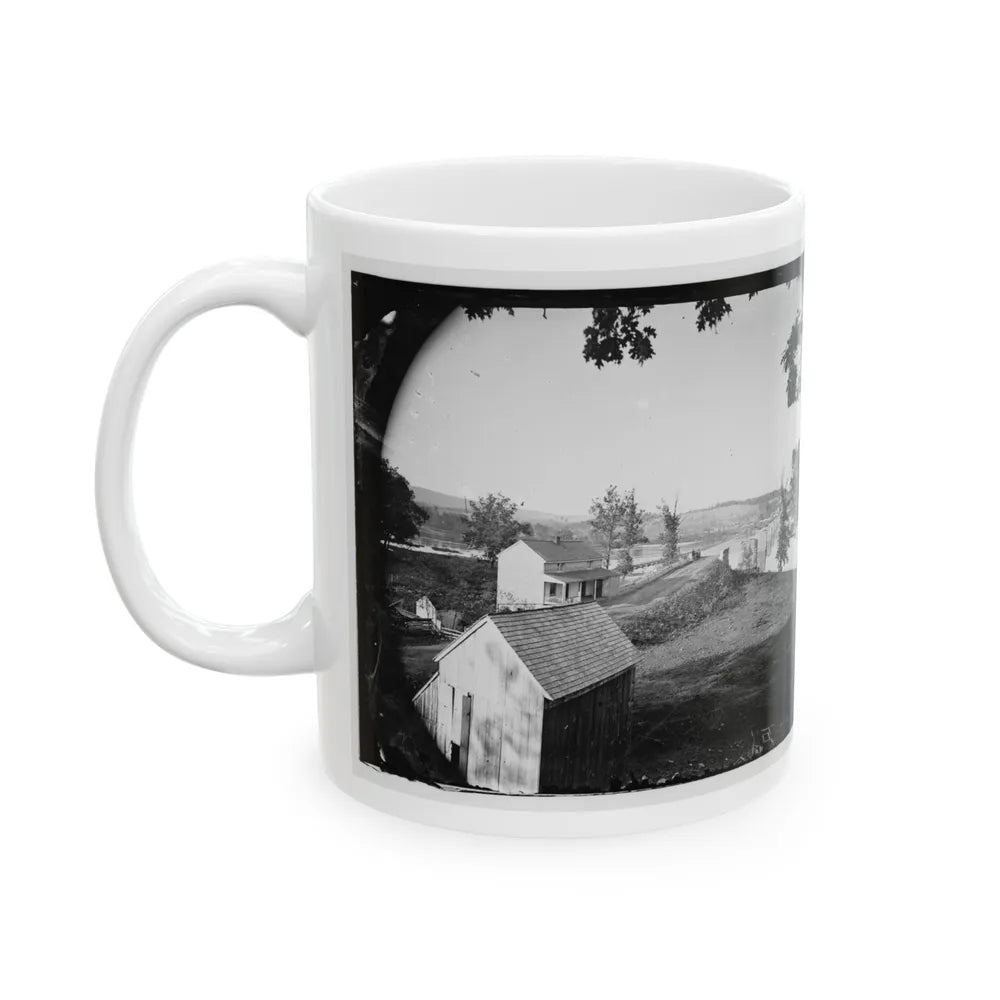 Berlin (Now Brunswick), Md. Pontoon Bridge And Ruins Of The Stone Bridge; Another View (U.S. Civil War) White Coffee Mug-Go Mug Yourself